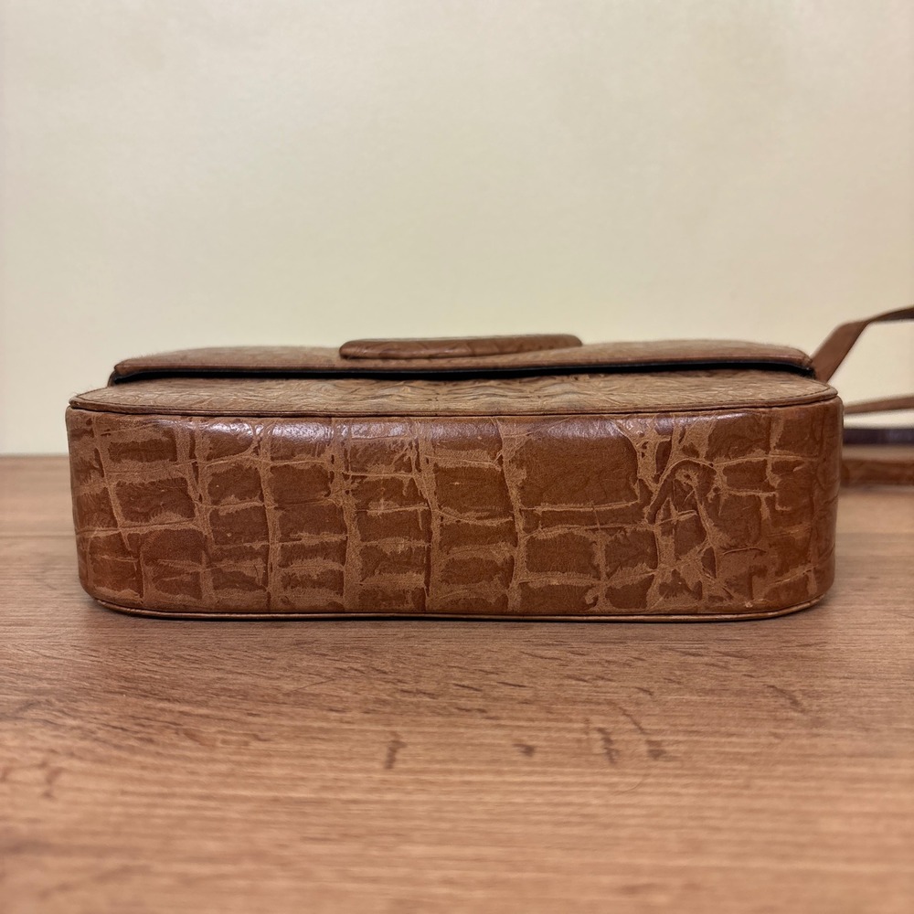 BARBARA BOLAN TOO 1980s Vintage Crocodile Sling Bag Cognac Brown Women Small - Picture 9 of 12
